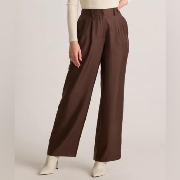 Quince 100% Washable Silk Trousers Color Hot Fudge Size 8
